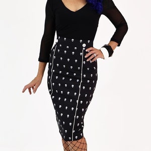 Haunted Skull Pencil Skirt