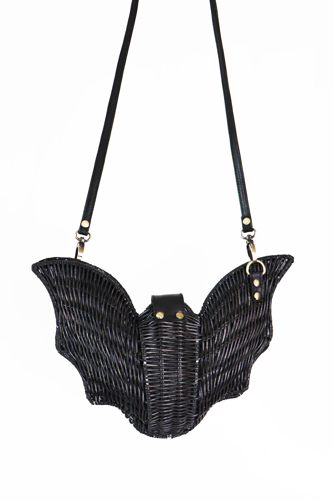 Riu Ribbon rattan basket bag black Rちゃん Wicker Bag