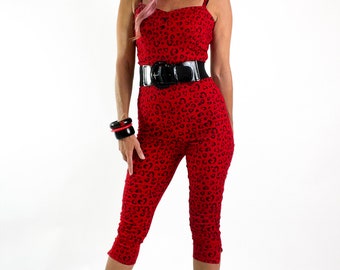 Red Heart Leopard Jumpsuit