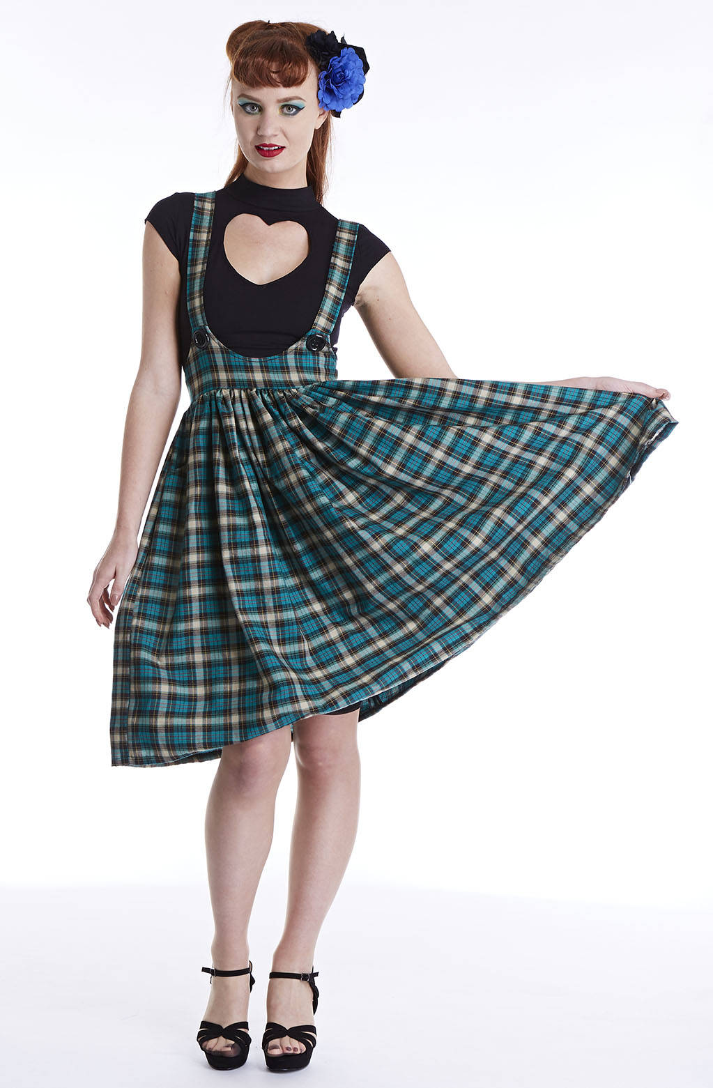 green tartan pinafore