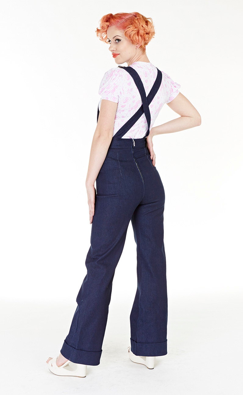 Navy Denim, Retro Overalls - Etsy