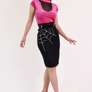Black Web Wiggle Skirt