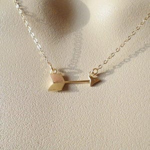 Arrow Necklace - Gold Arrow Necklace - Tiny Gold Arrow Necklace- Sideways Gold Arrow - Gold Necklace - Layering Necklace - Christmas Gift