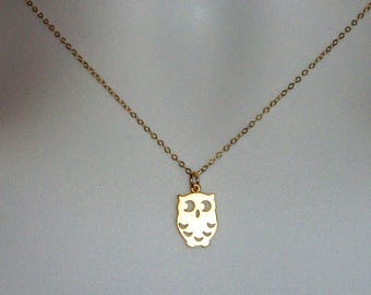 Owl Necklace - Gold Owl Necklace, gold, yellow, Gold filled Owl Necklace, Valentines Day, Bridesmaid Gifts, Weddings, Bridal