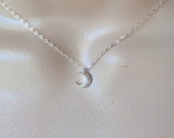 Silver Moon Necklace - Crescent Moon Necklace - Tiny Moon Necklace - Sterling Silver Necklace - Weddings - Bridesmaid Gift - Christmas Gift