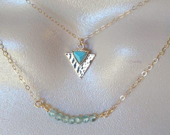 Collar de apatita, collar de apatita dorada, collar de barra de oro de apatita, collar de piedra de nacimiento, collar de piedras preciosas, joyería de piedras preciosas, regalo para el Día de la Madre