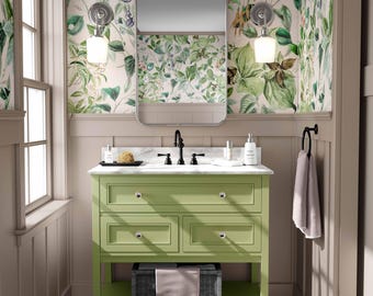 Green Peel and Stick Wallpaper, Natural Foliage Wall Mural, Fabric & Vinyl Self Adhesive Wall Decor, Honeysuckle Wallpaper 61002212