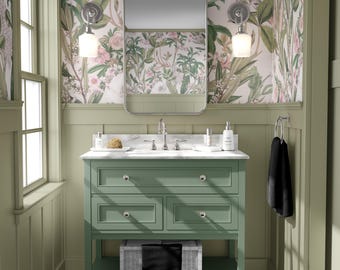 Soft Botanical Peel and Stick Wallpaper, Vintage Garden Pattern, Natural Floral Design, Peel and Stick or Traditional