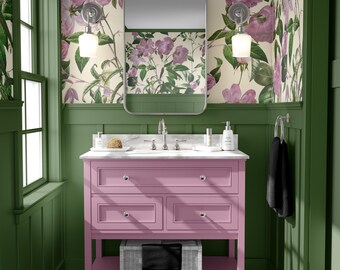 Vintage Rose Wallpaper, Soft Pink Floral Pattern on Cream Background, Classic Botanical Design, Peel and Stick or Fabric