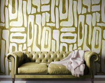 Olive Green Neutral Wallpaper, Modern Abstract Peel and Stick Wallpaper, Fabric & Vinyl Self Adhesive, Olive Green Wallpaper 01086100