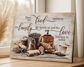 Geetery Set Da 6 Decorazioni Da Parete In Legno Rustico Con Scritta "Bless The Food Before Us" Per Cucina E Sala Da Pranzo - 5