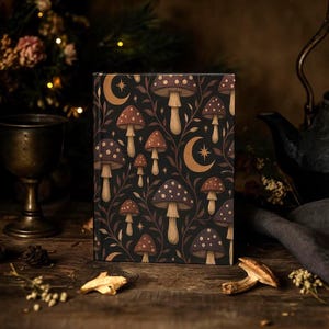 Mushroom Moon Hardcover Journal: Dark Cottagecore Botanical Notebook