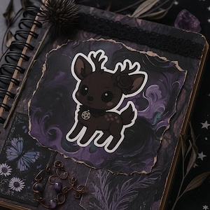 Kawaii Goth Deer Sticker: Waterproof Vinyl Decal for Laptop, Journal