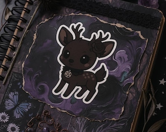 Kawaii Goth Deer Sticker: Waterproof Vinyl Decal for Laptop, Journal