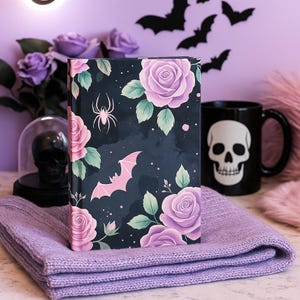 Pastel Goth Bat Journal: Kawaii Gothic Notebook with Roses & Spiders - Cute Halloween Stationery