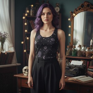 Whimsigoth Mystic Moon Tank Top: Crystal Ball Sleeveless Shirt