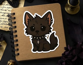 Kawaii Goth Wolf Pup Sticker: Whimsigoth Laptop Decal