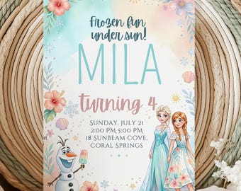 Frozen Summer Party Invitation: Elsa Anna Olaf Birthday Template (Digital Download) For Any Age