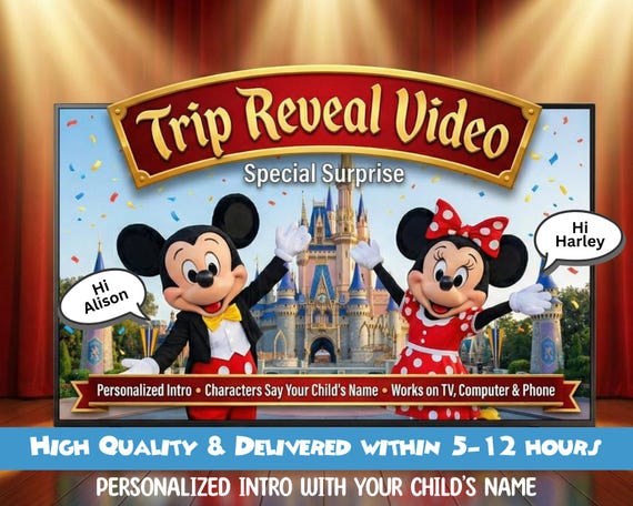 Personalized Disney Trip Reveal Video – Custom Message for Disney World, Disneyland Paris & California | Surprise Vacation Announcement