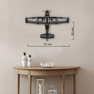 Airplane Metal Wall Art – Vintage Aircraft Wall Decor – Aviation Gift for Pilots & Travel Lovers – Horizontal Plane Silhouette – 73x52 cm