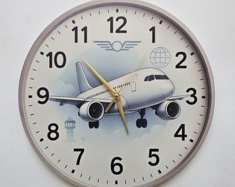 Commercial Airplane Wall Clock – Aviation Decor for Home or Office – Pilot Gift – Aircraft Lover Timepiece – Travel Enthusiast Wall Art