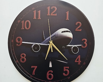 Airplane Wall Clock, Night Runway Aviation Decor, Modern Aircraft Design Clock, Pilot Gift, Flight Enthusiast Home Decor