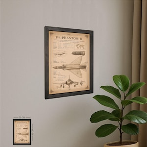 F-4 Phantom II Fighter Jet Wall Art – Vintage Aircraft Blueprint Poster – Aviation Gift – Military Jet Decor – Pilot Wall Print – 35x45 cm