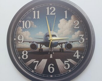 Airplane Runway Wall Clock – Aviation Decor for Pilots and Aircraft Lovers – Airplane Wall Art for Home & Office