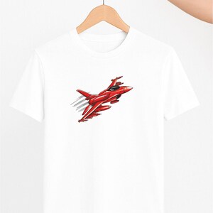 Red Fighter Jet T-Shirt – Cool Military Aircraft Graphic Tee for Aviation Fans, Jet Pilots, and Airshow Enthusiasts – Fast Plane Art