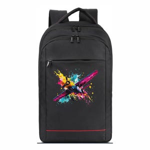 Color Splash Airplane Backpack | Vibrant Artistic Pilot School Bag | Colorful Travel Laptop Backpack for Aviation Lovers