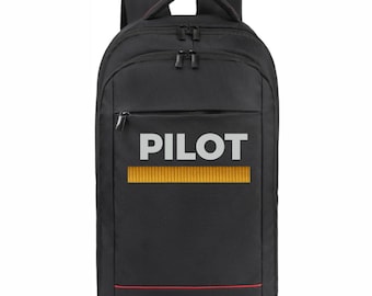 Mochila para portátil de piloto con franja dorada: bolso de viaje para entusiastas de la aviación