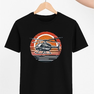 Retro Helicopter T Shirt | Pilot Gift Shirt, Aviatior Shirt, Vintage Chopper Shirt Cotton T shirt - Aviation Gift -