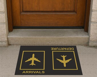 Aviation Doormat | Airplane Arrivals Departures Entrance Mat | Pilot Gift | Travel Lover Home Decor | Flight Attendant Welcome Mat