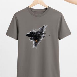 Abstract Jet Fighter T-Shirt – Grunge Military Plane Art Tee with Dark Brush Texture for Pilots, Aviation & Combat Fans