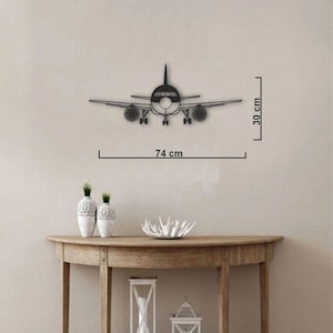Airplane Metal Wall Art – Modern Jet Wall Decor – Aviation Metal Sign – Pilot Gift – Travel Wall Hanging – Contemporary Aircraft Art