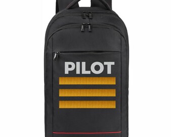 Mochila de piloto: bolsa para portátil de aviación con rayas doradas