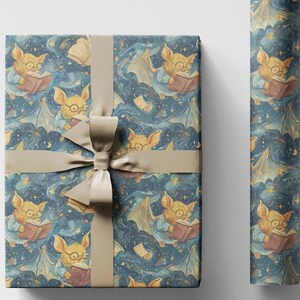 Gothic Bat Wrapping Paper Roll for Halloween, Dark Spooky Gift Wrap for Horror Fans, Haunted Houses, and Scary Parties #7