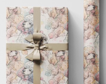 Presentpapper i rulle med pudeltryck, presentpapper för hundtemapresenter, födelsedagar, högtider och presenter till husdjursägare #4
