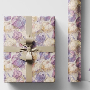 Farmers Market Wrapping Paper Roll Eco Rustic Garlic Design Farmhouse Kitchen Organic Vegetables Country Foodie Gift Wrap #43