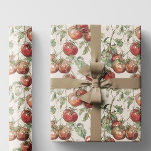 Farmers Market Wrapping Paper Roll Country Farmhouse Style Red Tomatoes Vegetables Rustic Kitchen Eco Organic Gift Wrap Design #15