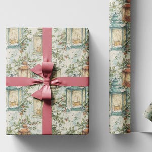 Retro Christmas Wrapping Paper, Vintage Style Wrap Roll, Retro Gift Packaging for the Holidays #21