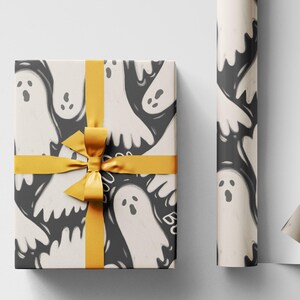 Spooky Halloween Wrapping Paper Roll, Cute Ghosts Gift Wrap, Custom Trick or Treat Packaging for October Gifts