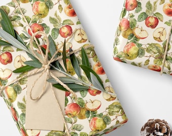Farmers Market Wrapping Paper Roll Rustic Country Kitchen Apples Illustration Farmhouse gift wrap