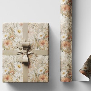 Geschenkpapier mit Aquarell Blumen für Geburtstagsgeschenke | Gartenparty-Geschenkverpackung für Sie | Natur Themen-Cottagecore Babyparty