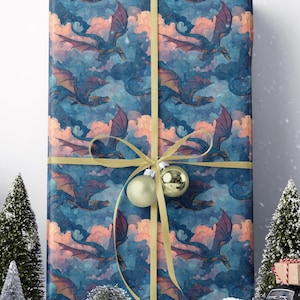 Fantasy Lover Dragon Wrapping Paper Roll, Mythical Creature Gift Wrap for Gamers, Book Lovers, and Magical Events #4