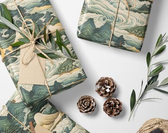 Japanese Art Wrapping Paper Washi Style Gift Wrap Minimalist Seigaiha Pattern Elegant Japan Inspired Packaging for Holiday Gifts #1