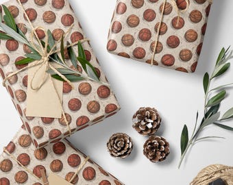 Sports Themed Wrapping Paper Roll with Basketball Art for Game Day Gifting #5