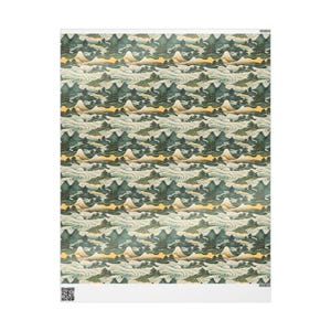Japanse kunst inpakpapier Washi-stijl cadeaupapier minimalistisch Seigaiha-patroon elegante, Japan geïnspireerde verpakking voor vakantiecadeaus #1 afbeelding 5