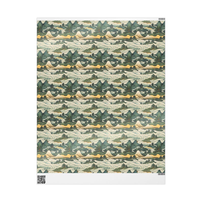 Japanse kunst inpakpapier Washi-stijl cadeaupapier minimalistisch Seigaiha-patroon elegante, Japan geïnspireerde verpakking voor vakantiecadeaus #1 afbeelding 5