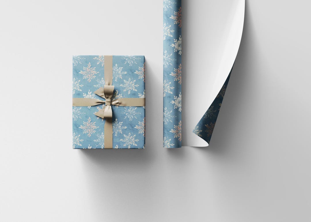 Winter Snowflakes Wrapping Paper Holiday Gift Wrap With Watercolor ...